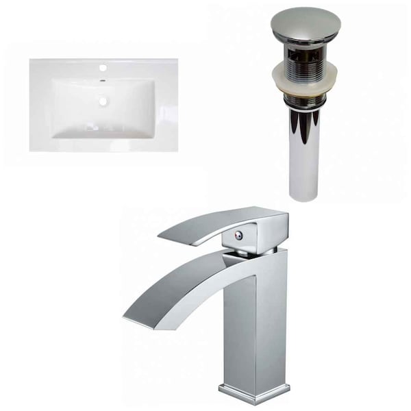 American Imaginations 23.75" W 1 Hole Ceramic Top Set In White Color, Overflow Drain Incl. AI-29554